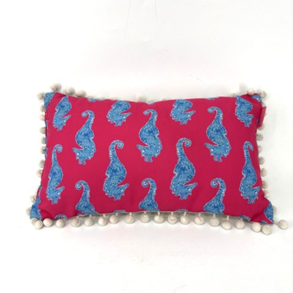 Lilly Pulitzer Seahorses Pillow Indoor Outdoor Reversible Gold Throw